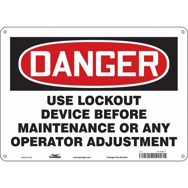 Safety Sign, 10 in Height, 14 in Width, Polyethylene, Horizontal Rectangle, English, 469M21