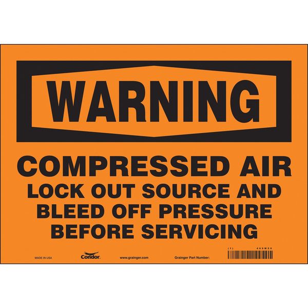 Safety Sign, 10 in Height, 14 in Width, Vinyl, Horizontal Rectangle, English, 469M50