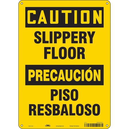Safety Sign, 14 in Height, 10 in Width, Polyethylene, Vertical Rectangle, English, Spanish, 469P01