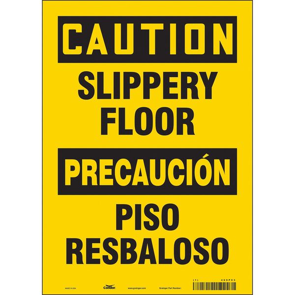 Safety Sign, 14 in Height, 10 in Width, Vinyl, Vertical Rectangle, English, Spanish, 469P03