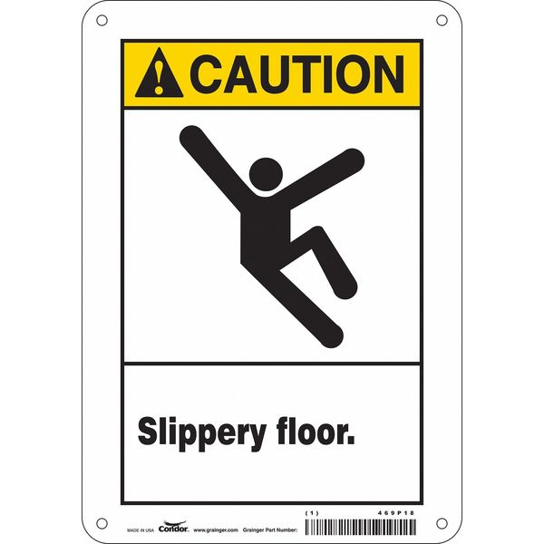 Safety Sign, 10 in Height, 7 in Width, Polyethylene, Horizontal Rectangle, English, 469P18