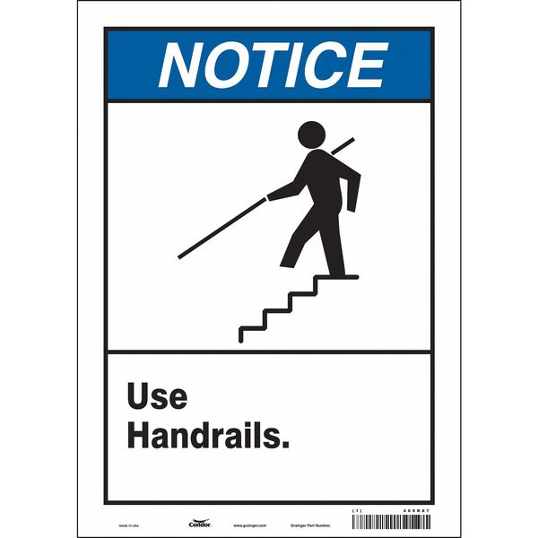 Safety Sign, 14 in Height, 10 in Width, Vinyl, Vertical Rectangle, English, 469R87