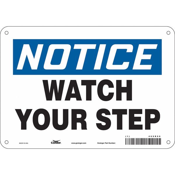 Safety Sign, 7 in Height, 10 in Width, Polyethylene, Vertical Rectangle, English, 469R96