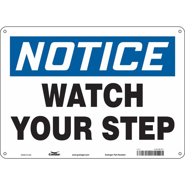 Safety Sign, 10 in Height, 14 in Width, Polyethylene, Horizontal Rectangle, English, 469R97