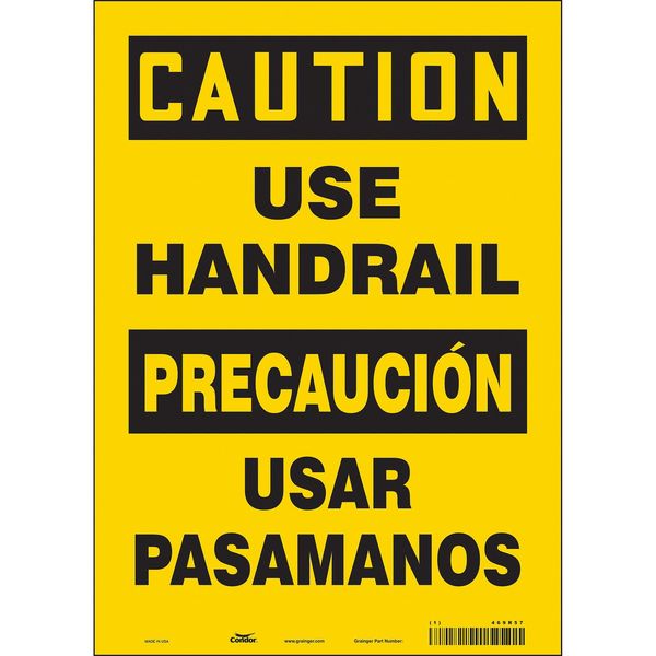 Safety Sign, 14 in Height, 10 in Width, Vinyl, Vertical Rectangle, English, Spanish, 469R57