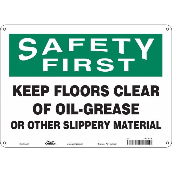 Safety Sign, 10 in Height, 14 in Width, Polyethylene, Horizontal Rectangle, English, 469T04