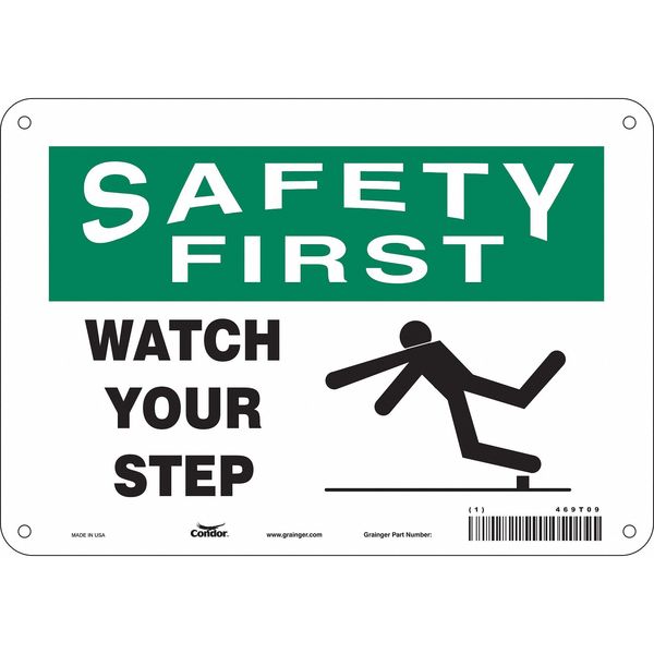 Safety Sign, 7 in Height, 10 in Width, Polyethylene, Vertical Rectangle, English, 469T09