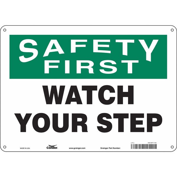 Safety Sign, 10 in Height, 14 in Width, Polyethylene, Horizontal Rectangle, English, 469T16