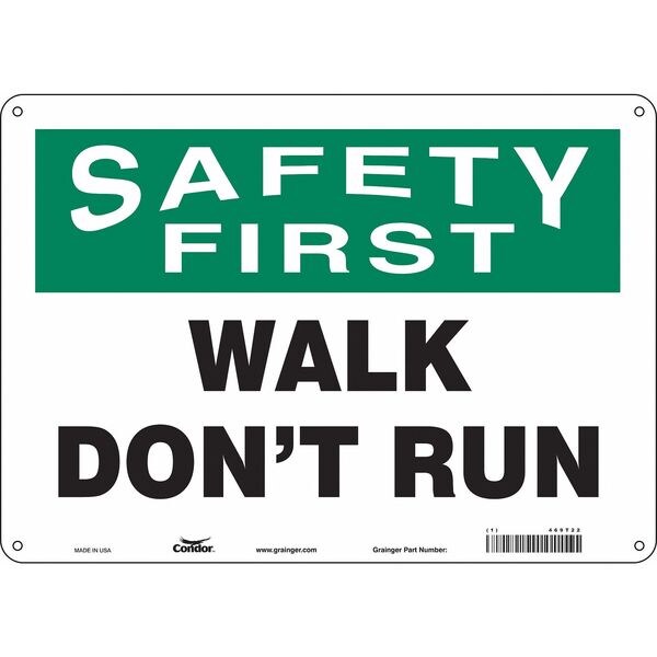 Safety Sign, 10 in Height, 14 in Width, Polyethylene, Horizontal Rectangle, English, 469T22