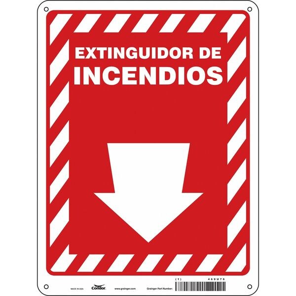 Safety Sign, 12 in Height, 9 in Width, Polyethylene, Horizontal Rectangle, Spanish