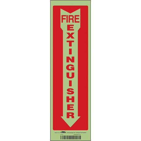 Safety Sign, 14 in Height, 4 in Width, Glow Vinyl, Horizontal Rectangle, English