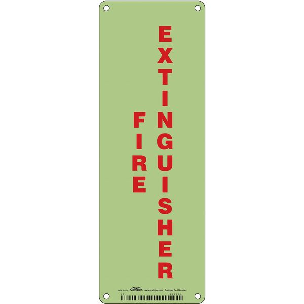 Safety Sign, 10 in Height, 3 1/2 in Width, Glow Vinyl, Horizontal Rectangle, English