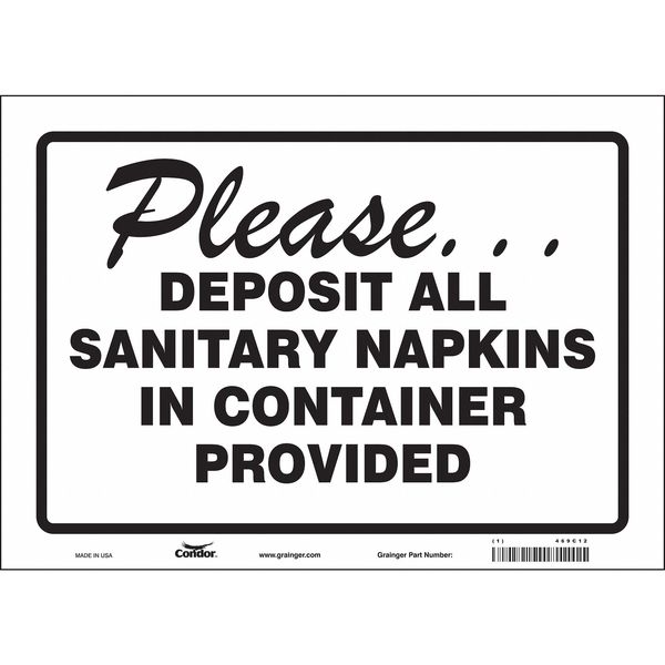 Safety Sign, 10 in Height, 14 in Width, Vinyl, Horizontal Rectangle, English, 469C12