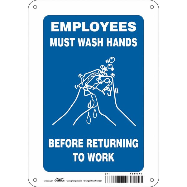Safety Sign, 10 in Height, 7 in Width, Polyethylene, Horizontal Rectangle, English, 469C47
