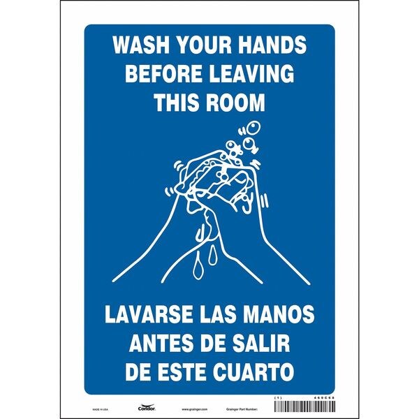 Safety Sign, 14 in Height, 10 in Width, Vinyl, Vertical Rectangle, English, Spanish, 469C68