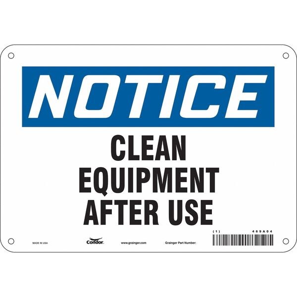 Safety Sign, 7 in Height, 10 in Width, Polyethylene, Vertical Rectangle, English, 469A04