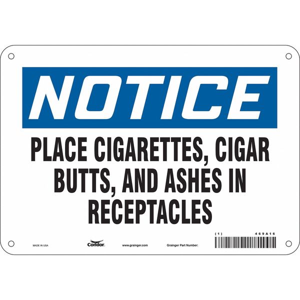 Safety Sign, 7 in Height, 10 in Width, Polyethylene, Vertical Rectangle, English, 469A16