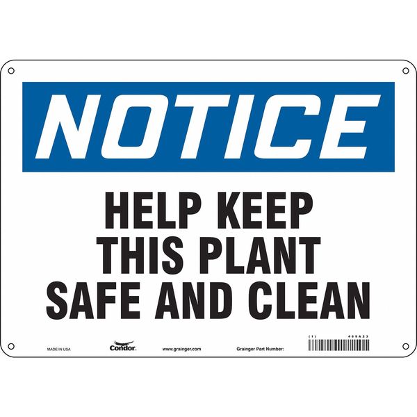 Safety Sign, 10 in Height, 14 in Width, Polyethylene, Horizontal Rectangle, English, 469A23