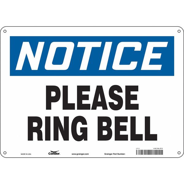 Safety Sign, 10 in Height, 14 in Width, Polyethylene, Horizontal Rectangle, English, 469A29