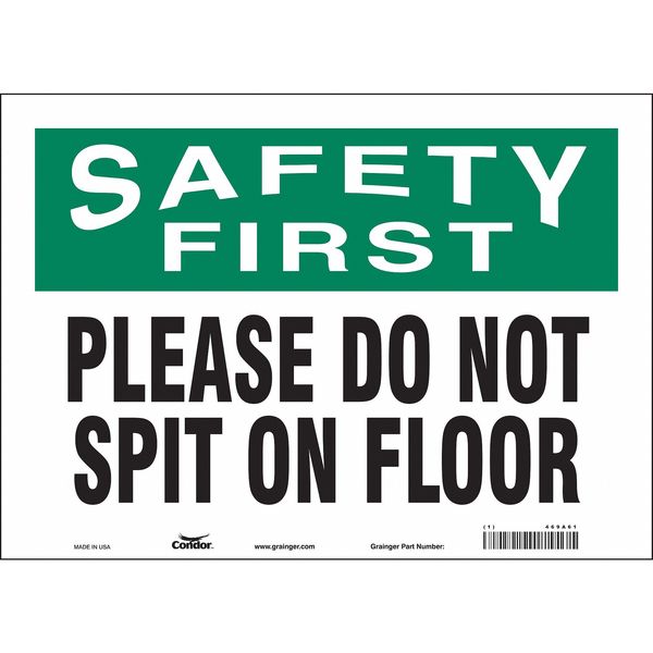 Safety Sign, 10 in Height, 14 in Width, Vinyl, Horizontal Rectangle, English, 469A61