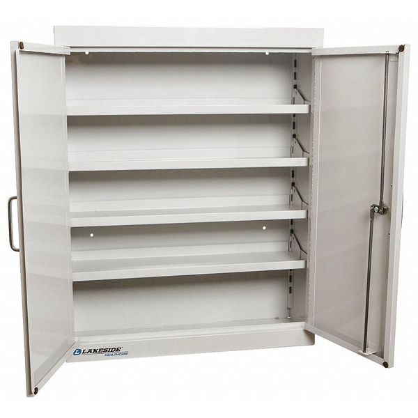 Medication Storage Cabinet, (4) Shelves, Double Door, Single Lock-Beige