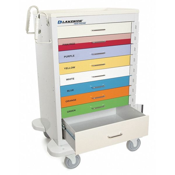 Aluminum 9 Drawer Pediatric Cart, Individual Breakaway Locks