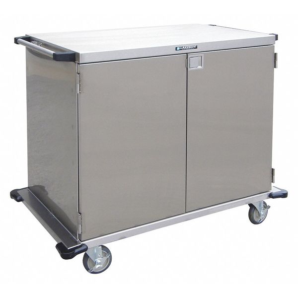Closed Stainless Steel Case Cart, Two Doors, Wire Shelf 36