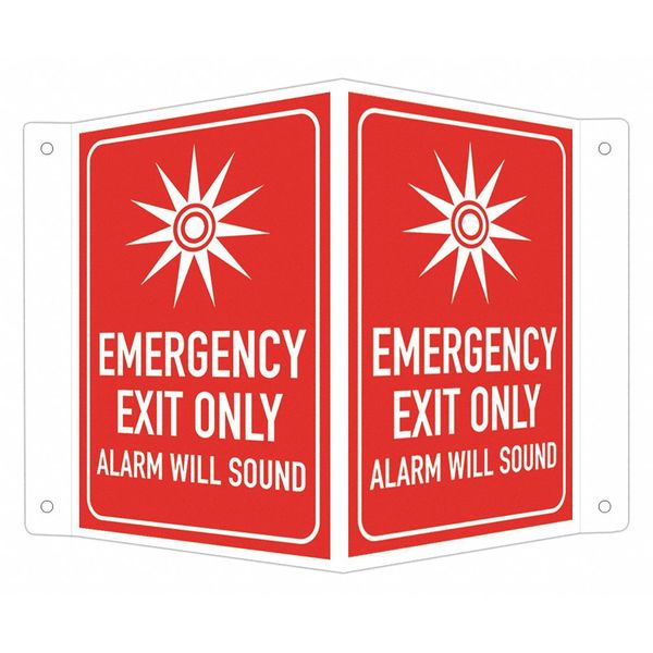 Emergency Exit Sign, English, 7-1/2