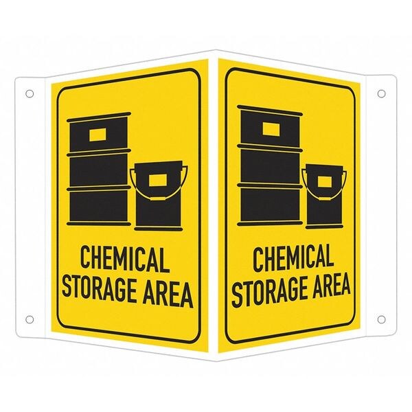 Safety Sign, 6 in H, 7 1/2 in W, V-Shape Projection, English, LCVB-0014-RA_4x6