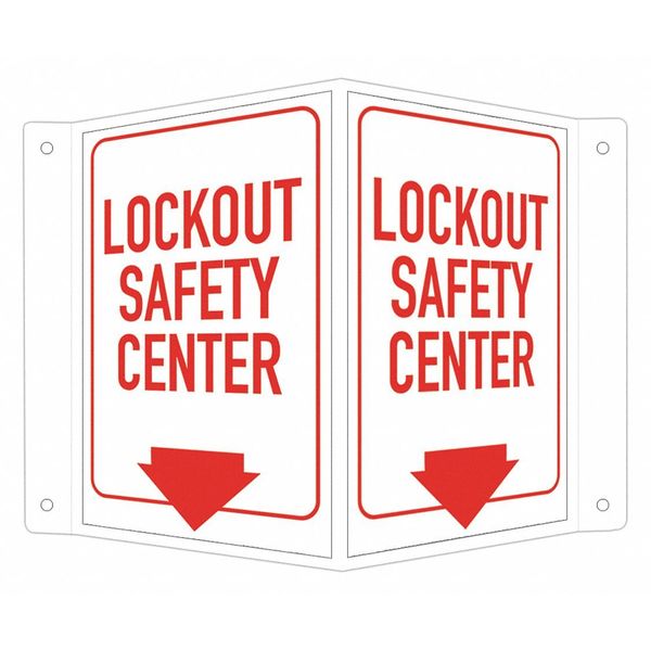 Facility Sign, 6 in Height, 7 1/2 in Width, Aluminum, V-Shape Projection, English