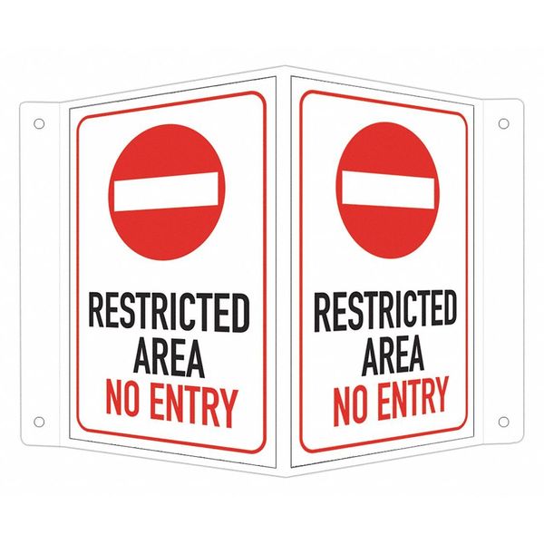 Safety Sign, 6 in H, 7 1/2 in W, Aluminum, V-Shape Projection, English, LCVB-0026-NA_4x6