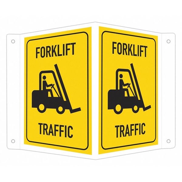 Safety Sign, 6 in H, 7 1/2 in W, Aluminum, V-Shape Projection, English, LCVB-0035-NA_4x6