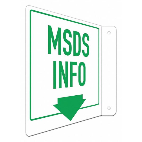 Safety Sign, 8 in Height, 8 in Width, Aluminum, L-Shape Projection, English