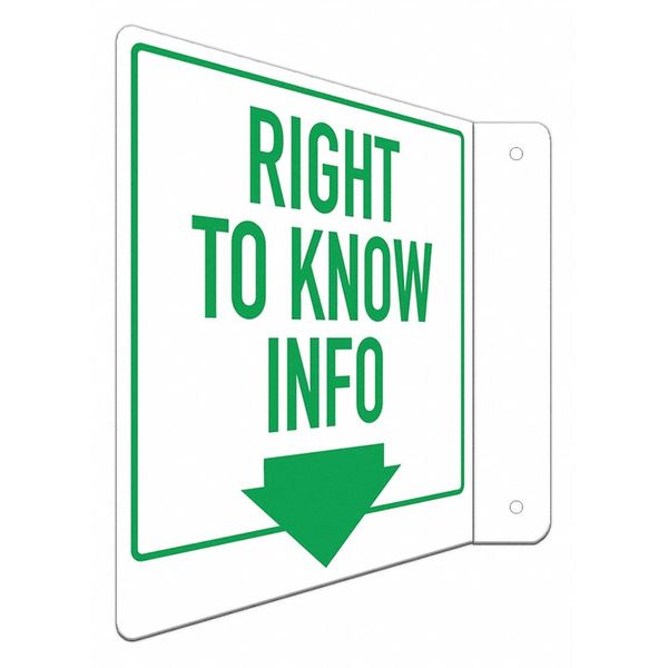 Safety Sign, 8 in Height, 8 in Width, Aluminum, L-Shape Projection, English