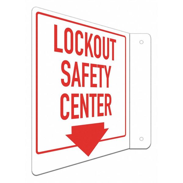 Facility Sign, 8 in Height, 8 in Width, Aluminum, L-Shape Projection, English