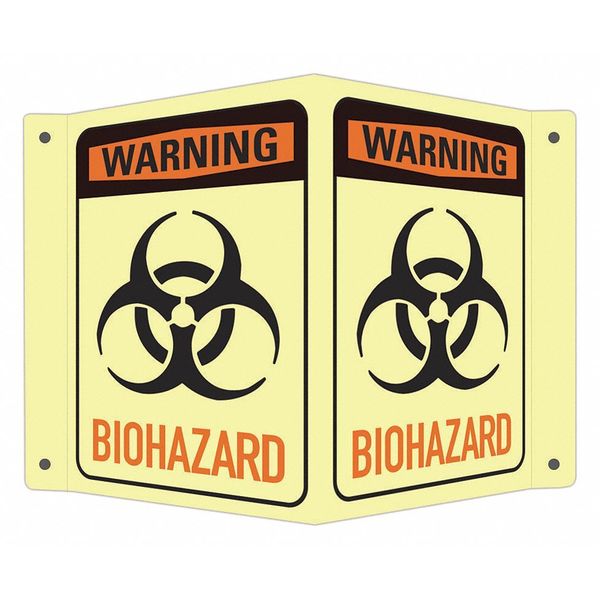 Warning Sign, 6 in H, 7 1/2 in W, V-Shape Projection, English, LCVB-0001-GA_4x6