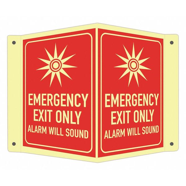 Emergency Exit Sign, English, 7-1/2
