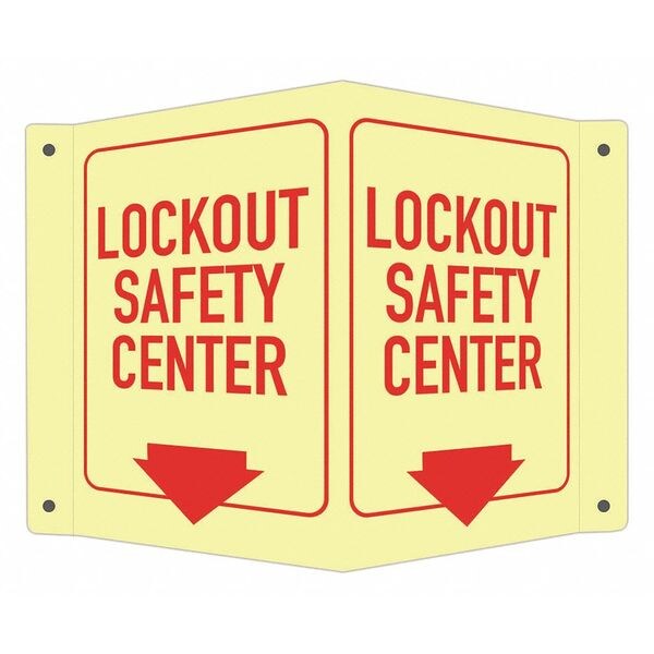 Safety Sign, 6 in Height, 7 1/2 in Width, Aluminum, V-Shape Projection, English