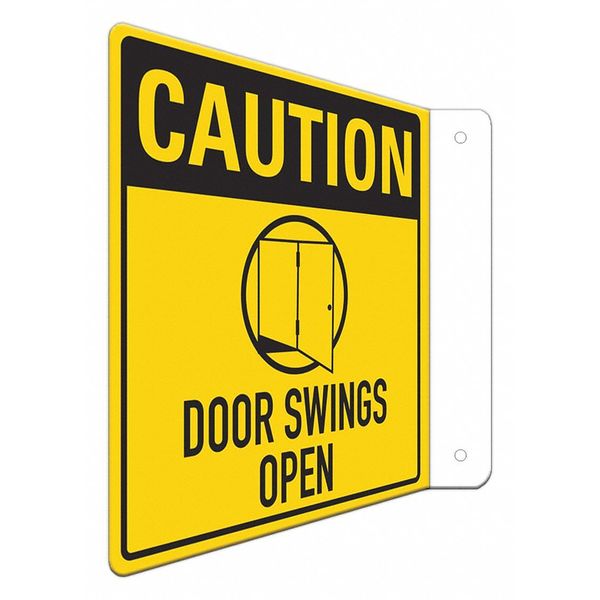 Safety Sign, 8 in H, 8 in W, Aluminum, L-Shape Projection, English, LCFL-0016-NA_8x8