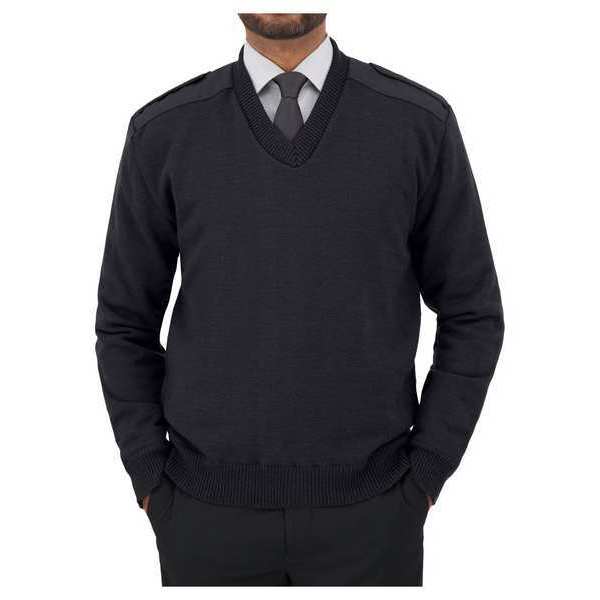 V-Neck Military Sweater, Dark Navy, 2XL