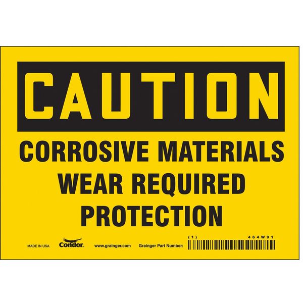 Safety Sign, 5 in Height, 7 in Width, Vinyl, Horizontal Rectangle, English, 464W91
