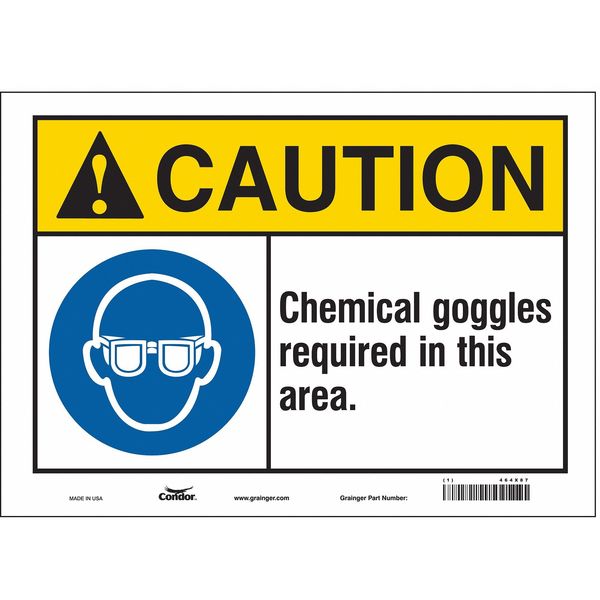 Safety Sign, 10 in Height, 14 in Width, Vinyl, Horizontal Rectangle, English, 464X87