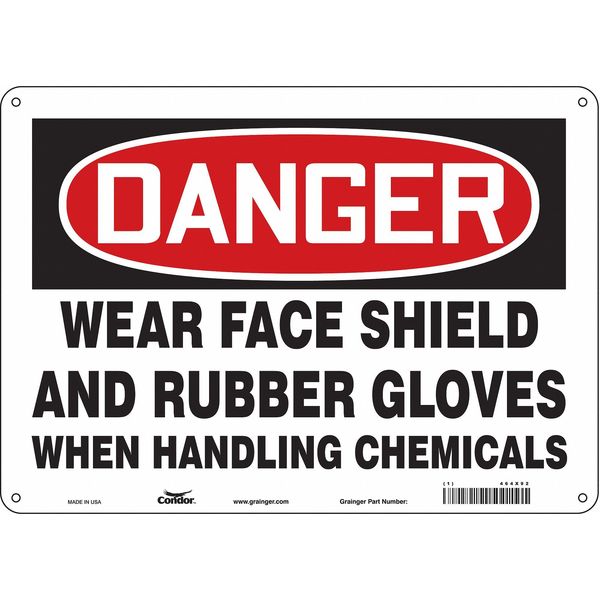 Safety Sign, 10 in Height, 14 in Width, Polyethylene, Horizontal Rectangle, English, 464X92