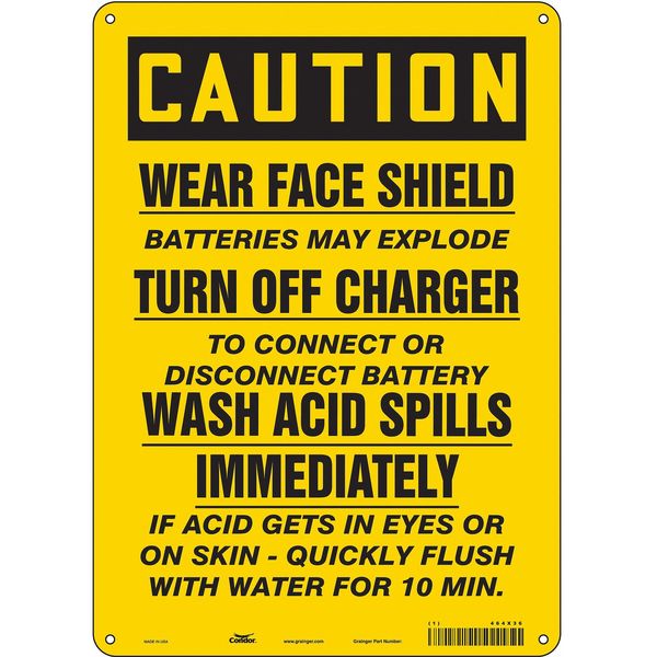 Safety Sign, 14 in Height, 10 in Width, Polyethylene, Vertical Rectangle, English, 464X36