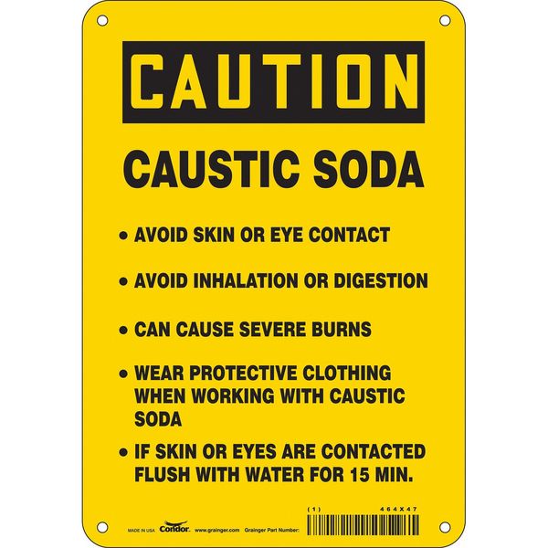 Safety Sign, 10 in Height, 7 in Width, Polyethylene, Horizontal Rectangle, English, 464X47