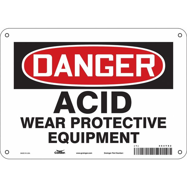 Safety Sign, 7 in Height, 10 in Width, Polyethylene, Vertical Rectangle, English, 464Y82