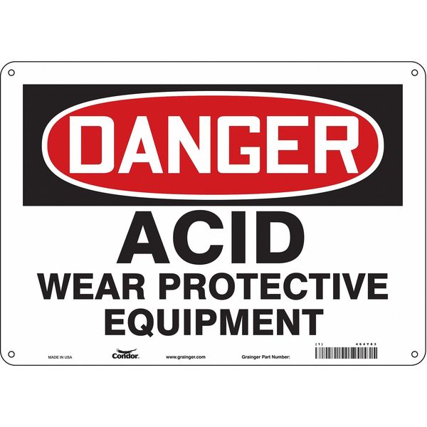 Safety Sign, 10 in Height, 14 in Width, Polyethylene, Horizontal Rectangle, English, 464Y83