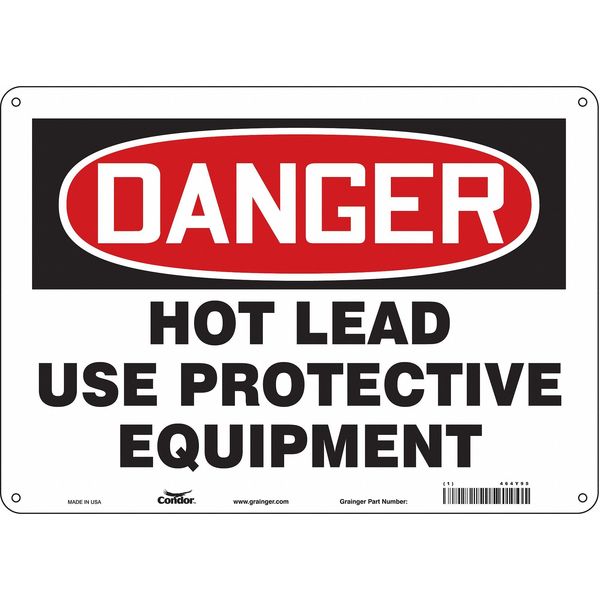 Safety Sign, 10 in Height, 14 in Width, Polyethylene, Horizontal Rectangle, English, 464Y95