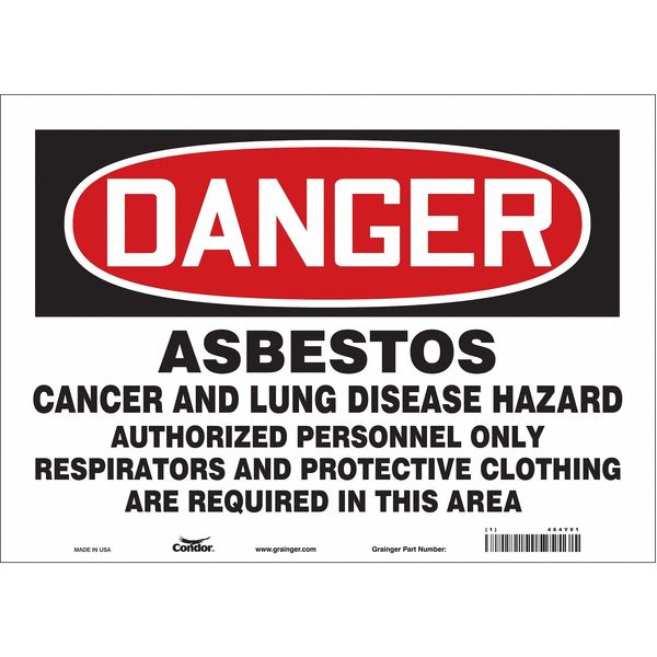 Safety Sign, 10 in Height, 14 in Width, Vinyl, Horizontal Rectangle, English, 464Y01