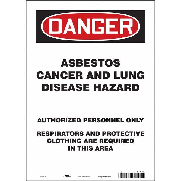 Safety Sign, 14 in Height, 10 in Width, Vinyl, Vertical Rectangle, English, 464Y08